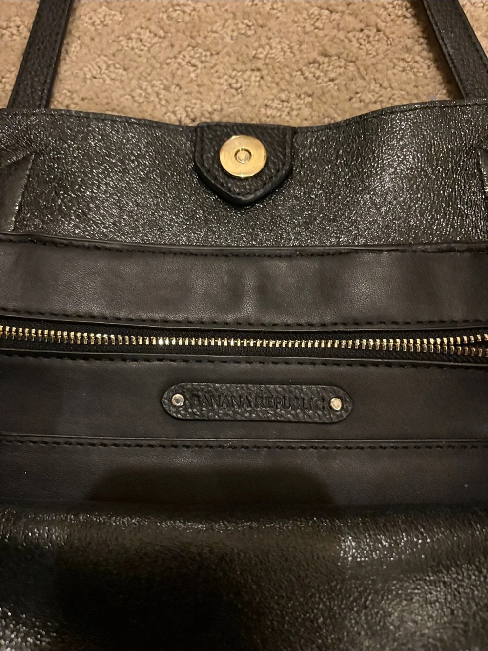 Banana Republic Black Pebbled Leather Tote